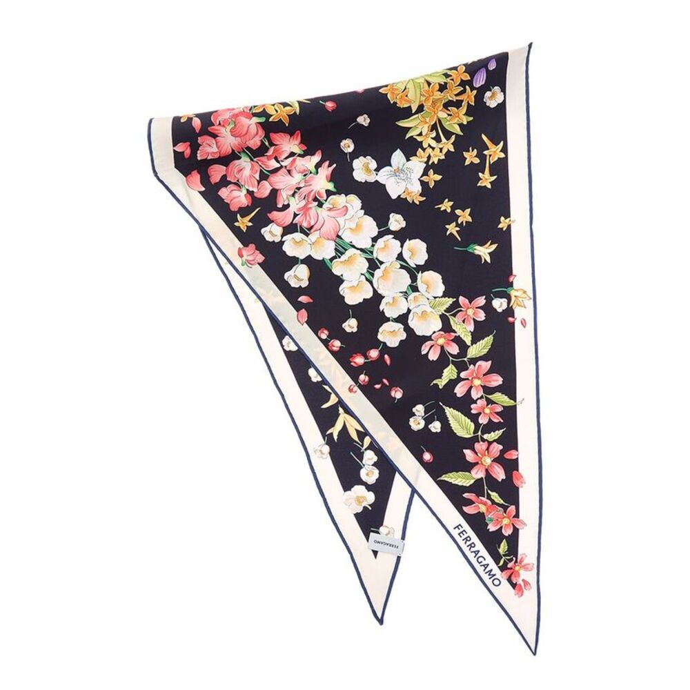 Ferragamo Spring Print Diamond Silk Scarf, Blue